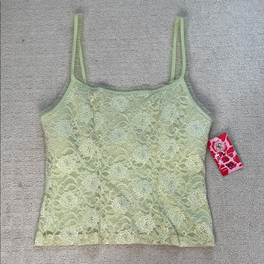 Vintage Lace Camisole Top - Green